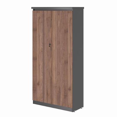 Armário Multiuso Armario com Portas Emir 2 Portas 4 Prateleiras MDP 82CM Noce Preto Plata Móveis