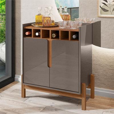 Bar Vila Serena Bar Adega Madrid 2 Portas MDF-MDP 75CM Cinza Perola Cedro Casa D Móveis