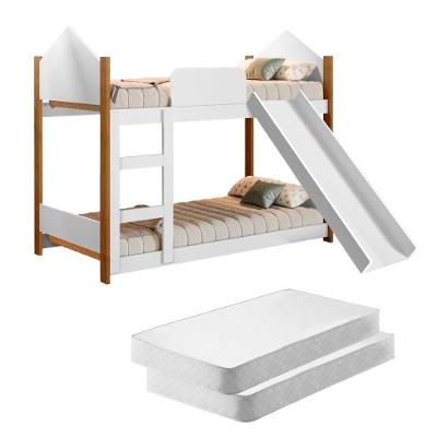 Beliche Infantil Casinha Alice com Escorregador MDF-MDP Branco Gabrielli Móveis