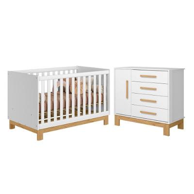 Berço Convencional Boreal 4 Gavetas MDP Branco Acetinado Qmovi