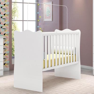 Berço Atena Retrô Mini Cama com Estrado Regulável Branco Qmovi
