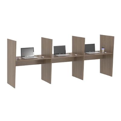 Balcão Arius Balcao de Atendimento 3 Lugar Mixer Affara para Recepção com 3 Lugares Marrom Casah