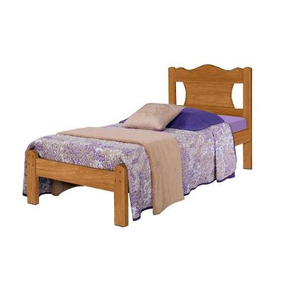 Cama Solteiro com Colchão Aster Nature Off White MDF-MDP Bege Casah