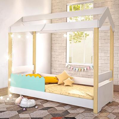 Cama Solteiro Vale Verona com LED MDF Branco Menta Divaloto Móveis