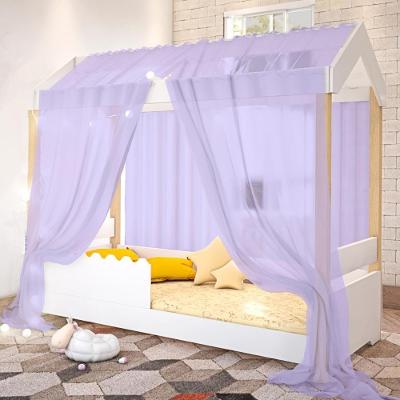 Cama Box Solteiro Cama Jéssica Branco Voal Lilás com LED Divaloto Móveis