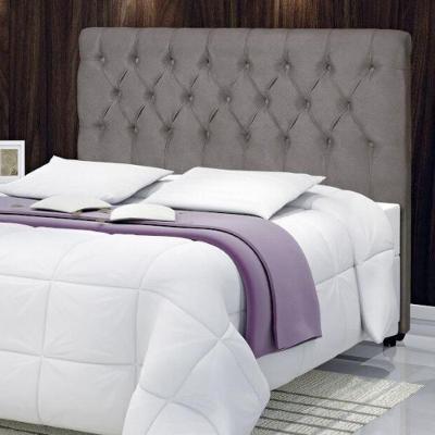 Cabeceira Estofada Norara Queen Fixação no Box MDF-MDP Suede Caqui Cinza Casah