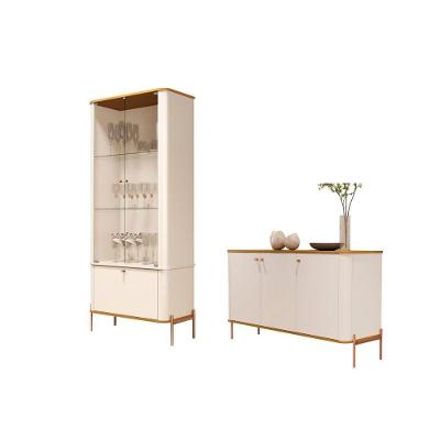 Conjunto Buffet e Cristaleira Mônaco Off White Nature Bechara Móveis