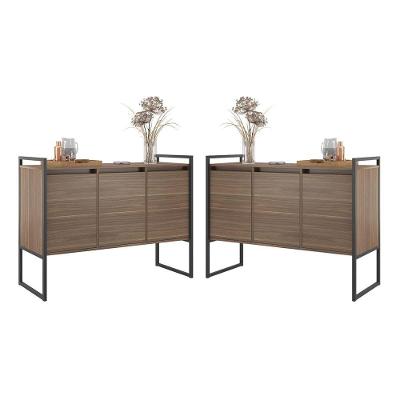 Buffet Nativa 3 Portas 1 Prateleira MDF 120CM Marrom Industrial Plata Móveis