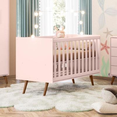 Berço Mini Cama Retro Gael Converte em Mini Cama Estrado Regulável Rosa Qmovi