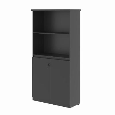 Estante Zaya 2 Portas 3 Prateleiras Preto Onix Plata Móveis