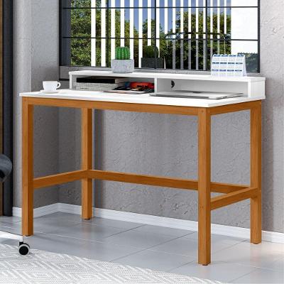 Escrivaninha Retangular Bruma 2 Nichos Nature Moderno MDP MDF 110CM Branco Casah