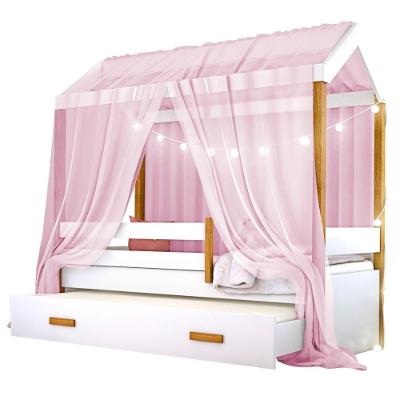Cama Montessoriana Solteiro Bicama Montessori Exclusiv MDF Rosa com Grade e Fio de Luz Divaloto