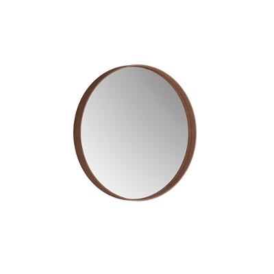 Espelho Decorativo Mérida Redondo 50CM Moldura Tecido Sintético Castanho Bechara Móveis