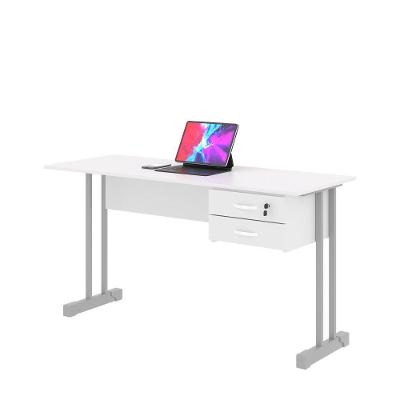 Escrivaninha Retangular Mister 1,2m 2 Gavetas 120CM Branco Plata Móveis
