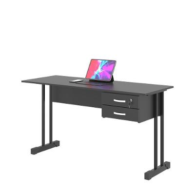 Escrivaninha Retangular Master 1.2 Euro Moderno 2 Gavetas MDP 120CM Preto Onix Plata Móveis
