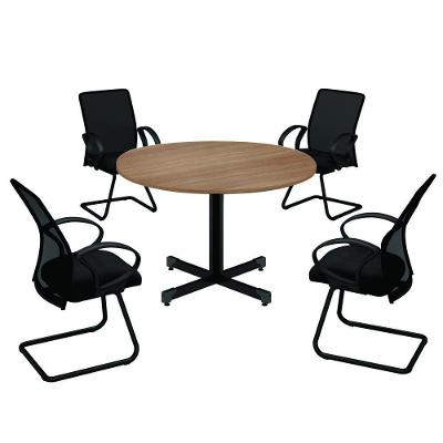 Mesa de Reunião Redonda Boss Empresa Moderno sem Gavetas MDP 120CM Montana Plata