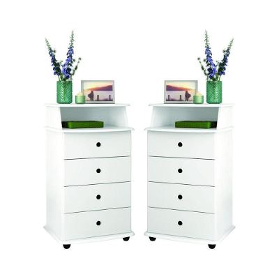 Mesa de Cabeceira Cairo 4 Gavetas MDF-MDP Branco EJ Móveis