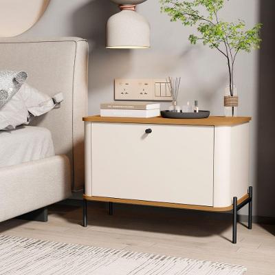 Mesa de Cabeceira Valência 1 Gaveta MDF Off White Bechara Móveis