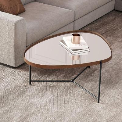 Mesa de Centro Ícone para Sala King Circular Espelho Metal Castanho Preto Bechara Móveis