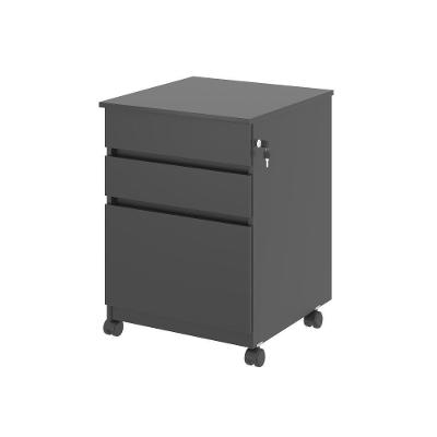 Gaveteiro Monet Nora 3 Gavetas MDP com Rodízios Preto Onix Plata Móveis