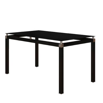 Mesa de Jantar Malva 6 Lugares Retangular Vidro Preto Artefamol Móveis