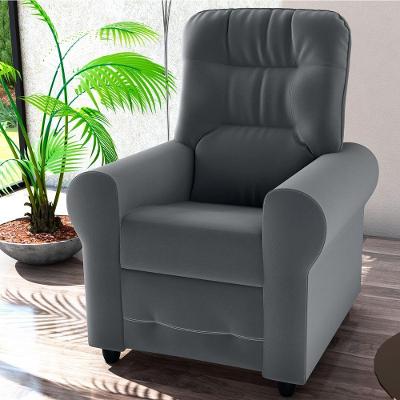 Poltrona Reclinavel Eron Sala de Estar Veludo Espuma D23 Encosto Fibra Cinza Matrix 110kg