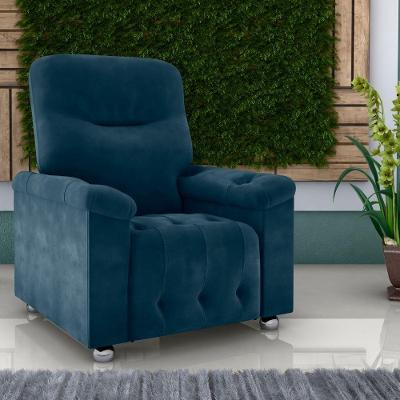 Poltrona Reclinável Zenit Veludo Espuma D23 Apoio para Pés Azul 83CM 110kg Matrix