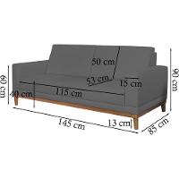 Sofa 2 Lugares 145 Cm Crons Suede Cinza Vazzano Cinza - 6