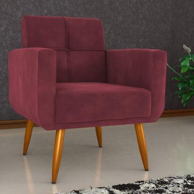Poltrona Monaco para Sala Reclinavel Veludo Assento D23 Vinho Matrix