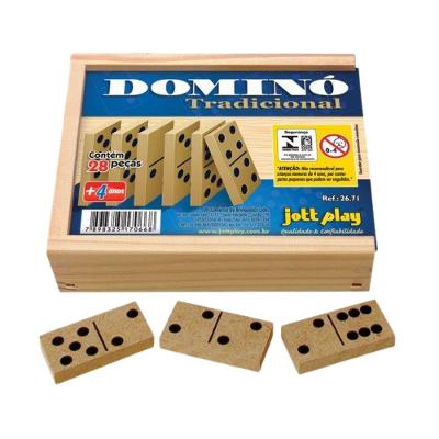 Jogo de Dominó Tradicional Educativo em MDF 28 Peças Jottplay