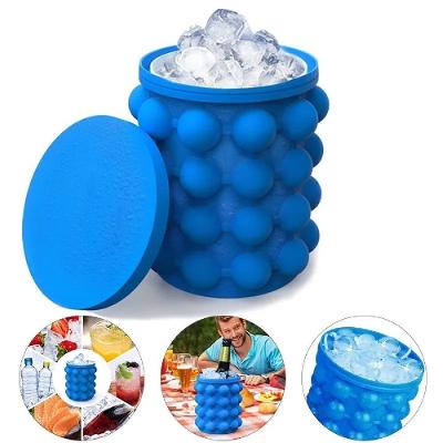 Forma de Gelo de Silicone Ice Magic 4 em 1 Mini Balde 120 Cubos Azul Kangur