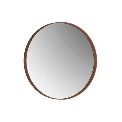 Espelho de Parede Havana Redondo 60CM Moldura Tecido Sintético Castanho Bechara Móveis