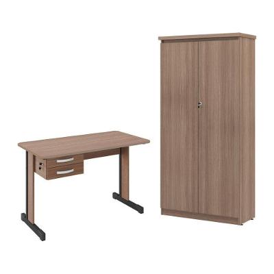 Conjunto para Escritório Lumeus Montana 2 Portas 2 Gavetas MDP 120CM Marrom