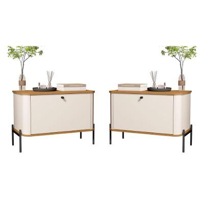 Conjunto Mesa de Cabeceira TH SHOP 1 Gaveta MDF Off White Bechara Móveis
