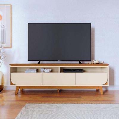 Conjunto de Bancada e Mesa de Centro Olívia para TV 75" MDP Cinamomo Off White Th Shop