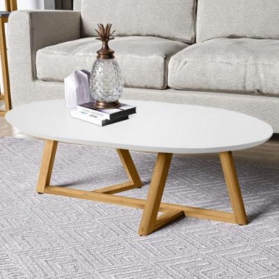 Mesa de Centro Bianca Oval MDF Madeira 90CM Branco Casah