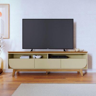 Bancada e Mesa de Centro Conjunto de Sala MDP MDF-MDP 200CM Cumaru Opala