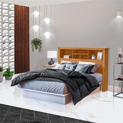 Cabeceira Casal Zenit 1.40 Nature com Nichos Fixação no Box MDF-MDP Marrom Casah