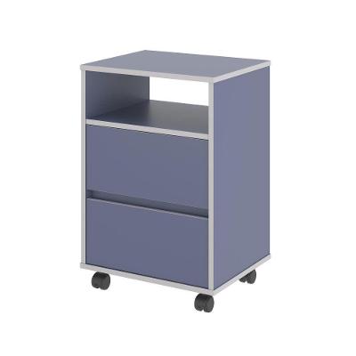 Mesa de Cabeceira Viena 2 Gavetas Azul com Rodízios Plata Móveis