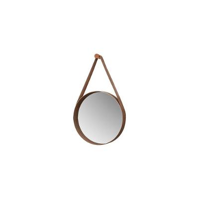 Espelho Decorativo Espelho Redondo 50CM Moldura Sintético com Alça Castanho Bechara Móveis