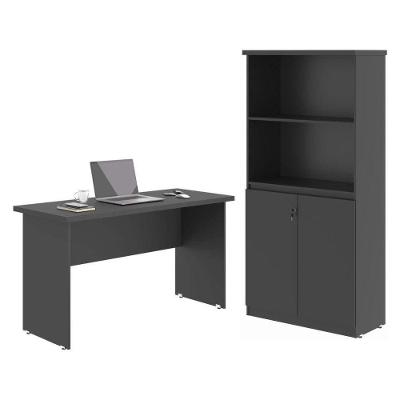 Jogo para Escritório Jogo de Escritorio Itália 2 Portas sem Gavetas MDP 120CM Preto Onix