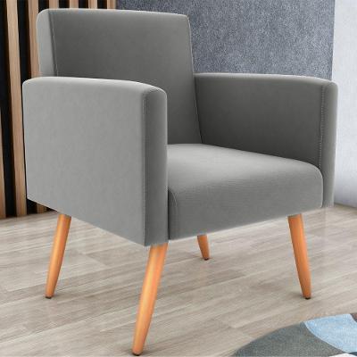 Poltrona Rima Decorativa Suede com Espuma D20 Cinza Matrix 64CM
