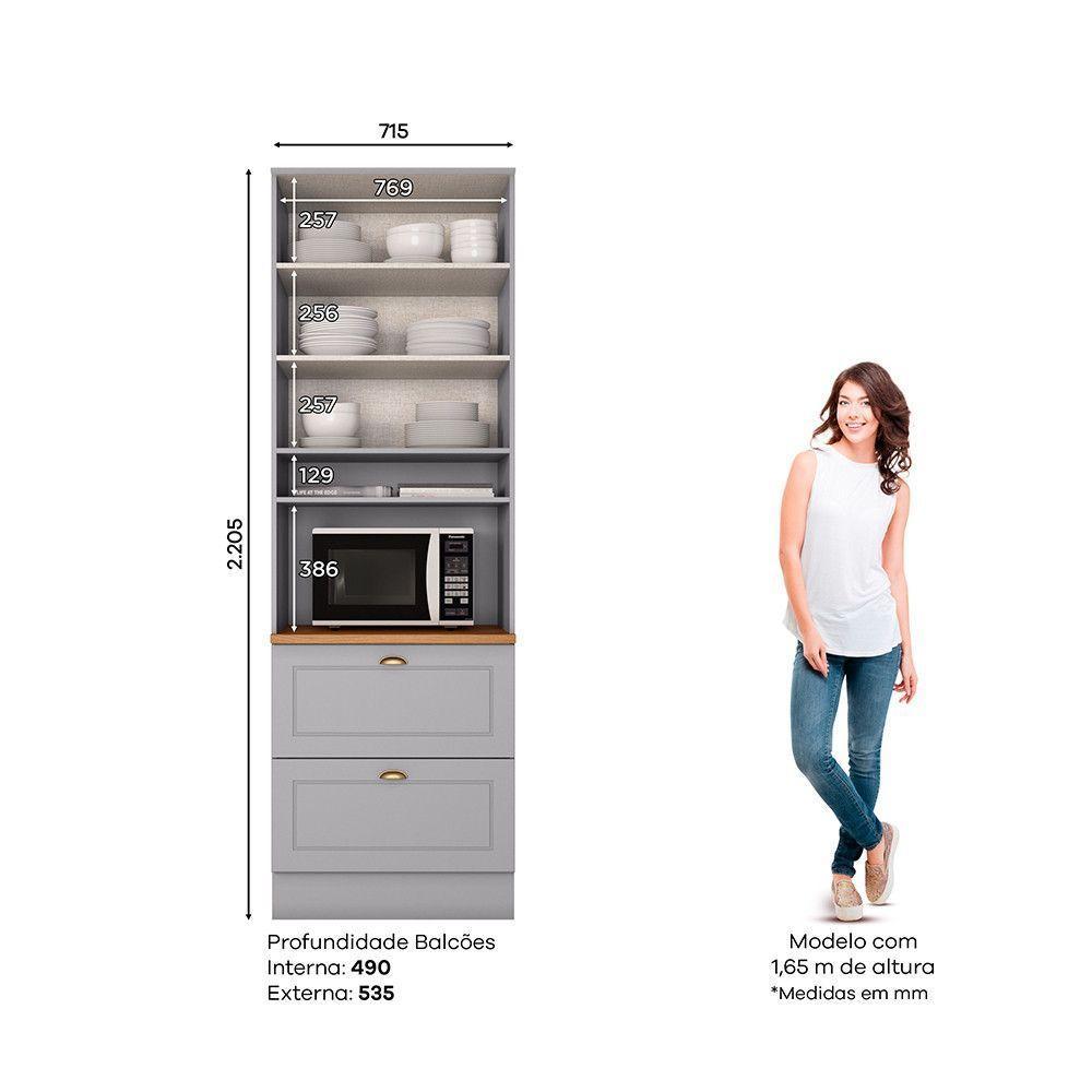 Paneleiro Torre Quente 1 Forno Com Tampo Amy Casa 812 Cinza - 8