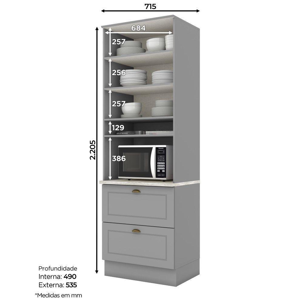 Paneleiro Torre Quente 1 Forno Americana Henn Cinza Com Calcare Bp - 3