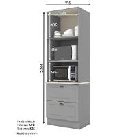 Paneleiro Torre Quente 02 Fornos Americana Henn Cinza Com Nature - 3