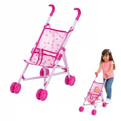 Carrinho de Boneca Dobrável Infantil Passeio Rosa Leve Yeet