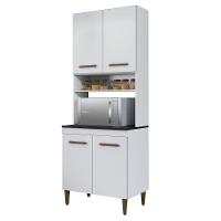 Paneleiro Torre Quente 4 Portas 3 Prateleiras Atenas Kaiki Moveis Branco. - 1