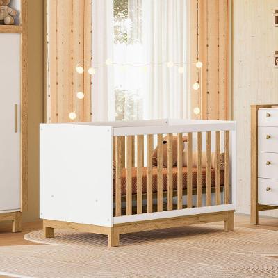 Berço Mini Cama Q Encanto Slim Dois em um com Suporte para Mosquiteiro Branco com Freijó Qmovi