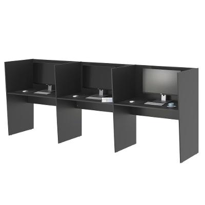 Mesa para Trabalho 3 Lugares Guiche Office Irlanda sem Gavetas MDP 306CM Preto Onix Casah