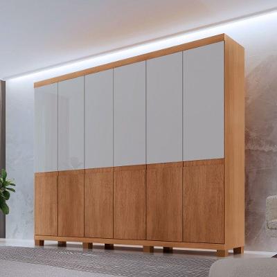 Guarda Roupa Casal Bipartido Doble 6 Portas Bater 4 Gavetas MDF Naturalle-Off White Moderna